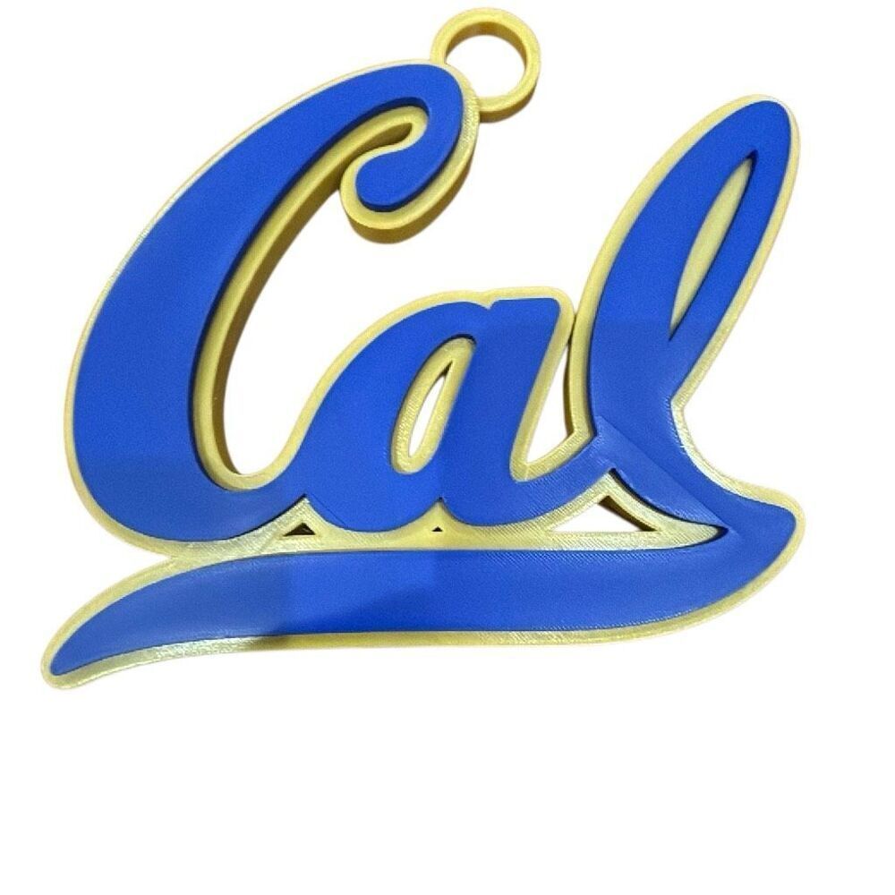 Oversized Cal Script Logo Pendant — Gold & Blue Colorblock Statement Chain Piece - Picture 6 of 11